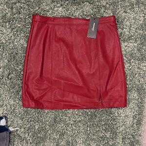 Shinestar Stylish Red Leather Skirt